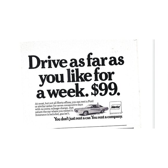 Hertz Rental Car Ford Advertisement 1970s Vintage Print Ad - Picture 2 of 2